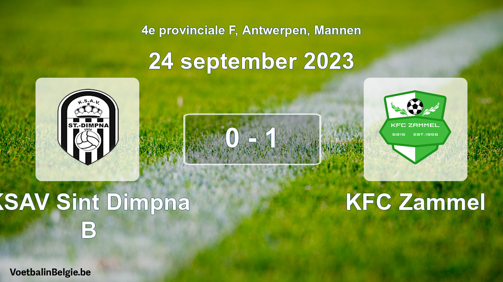 Gespeelde wedstrijd mannenvoetbal: KSAV Sint Dimpna B - KFC Zammel 0 - 1 (24 september 2023)