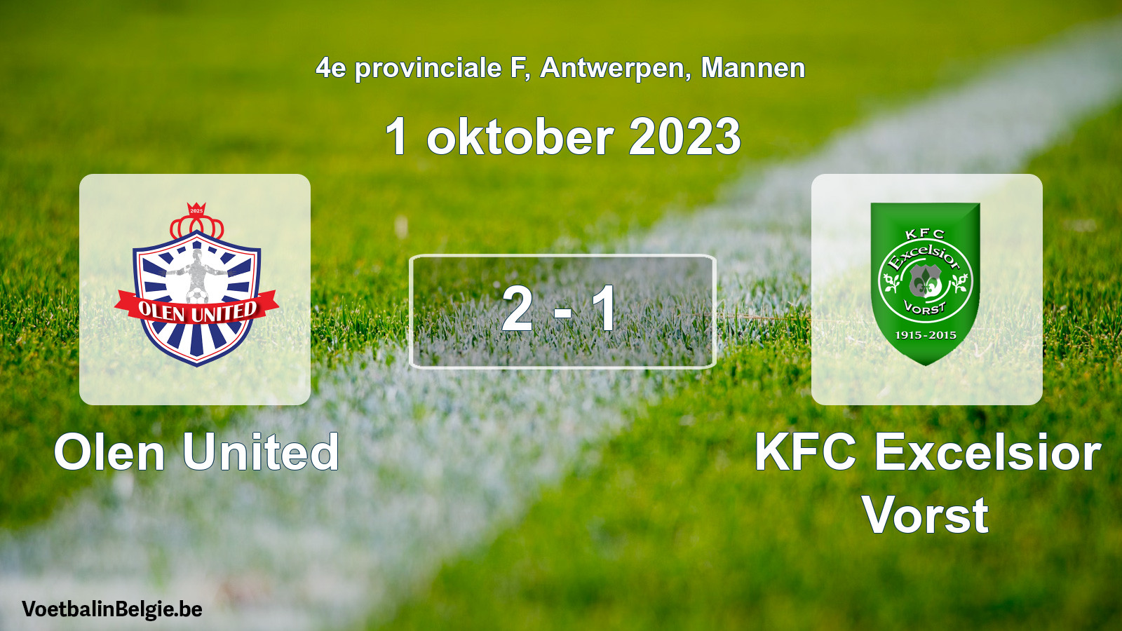 Gespeelde wedstrijd mannenvoetbal: Olen United - KFC Excelsior Vorst 2 - 1 (1 oktober 2023)