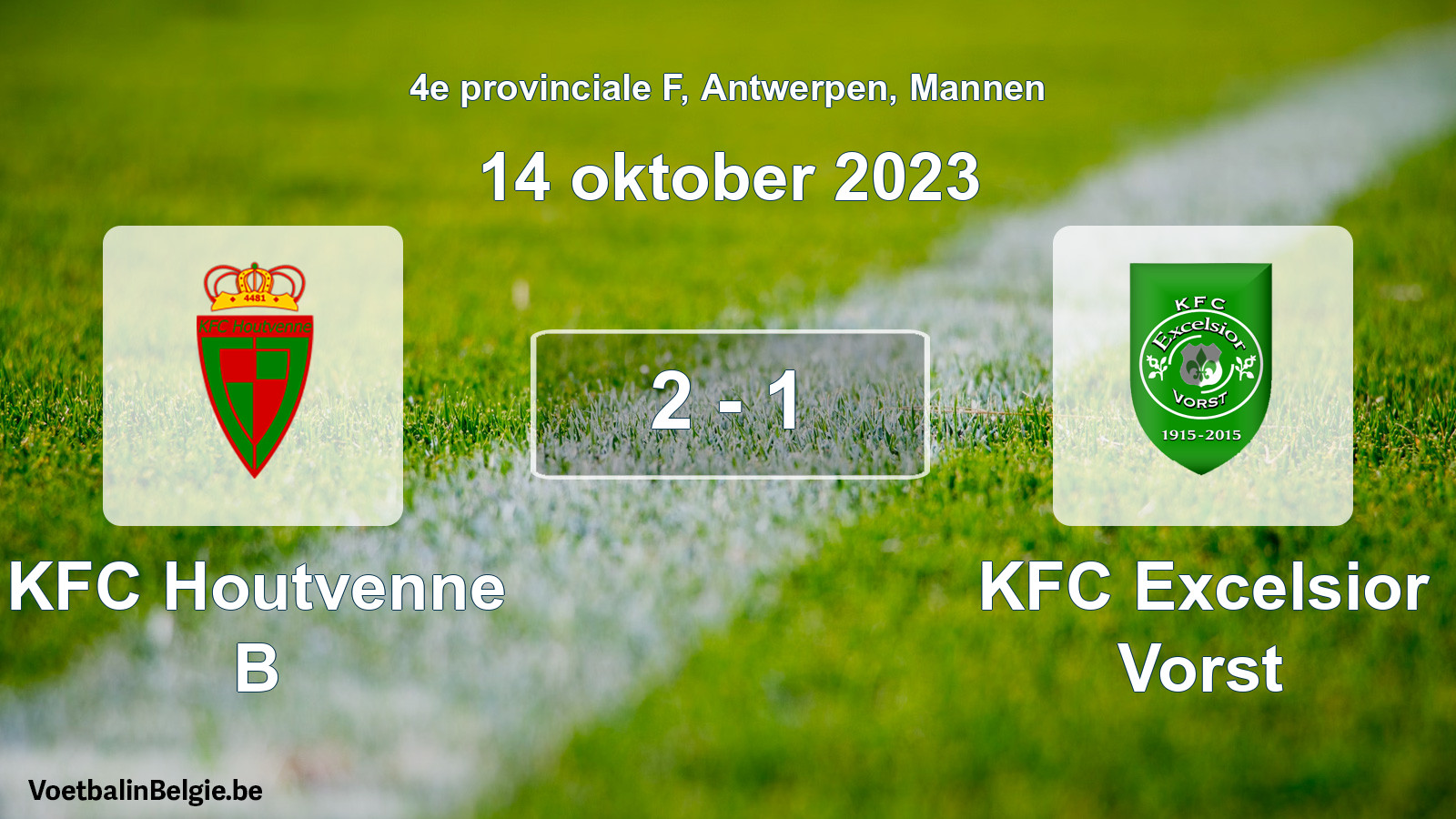 Gespeelde wedstrijd mannenvoetbal: KFC Houtvenne B - KFC Excelsior Vorst 2 - 1 (14 oktober 2023)