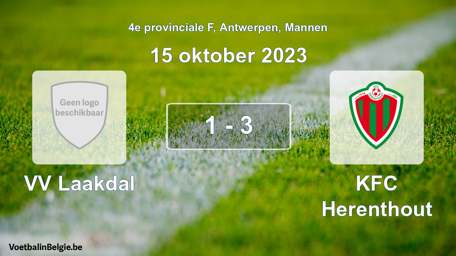 Gespeelde wedstrijd mannenvoetbal: VV Laakdal - KFC Herenthout 1 - 3 (15 oktober 2023)