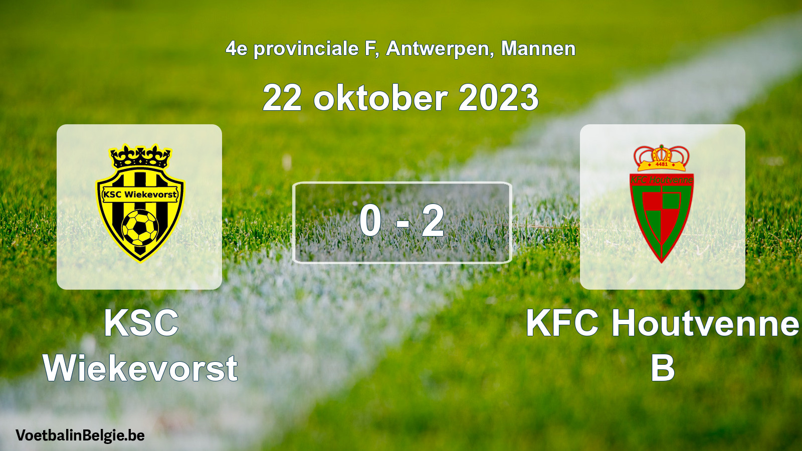 Gespeelde wedstrijd mannenvoetbal: KSC Wiekevorst - KFC Houtvenne B 0 - 2 (22 oktober 2023)
