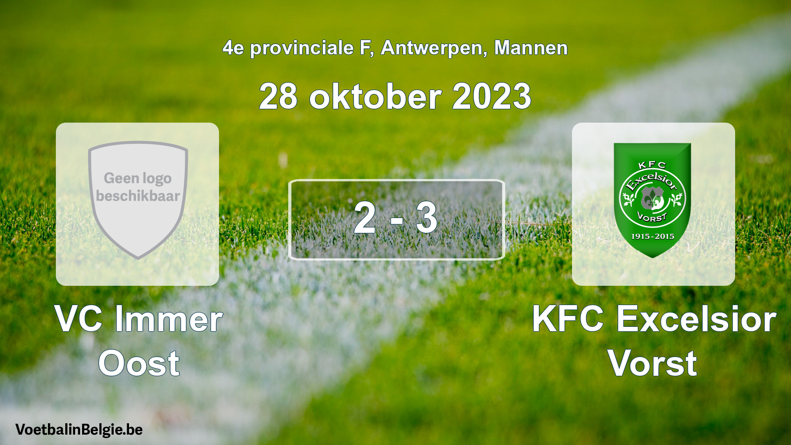 Gespeelde wedstrijd mannenvoetbal: VC Immer Oost - KFC Excelsior Vorst 2 - 3 (28 oktober 2023)
