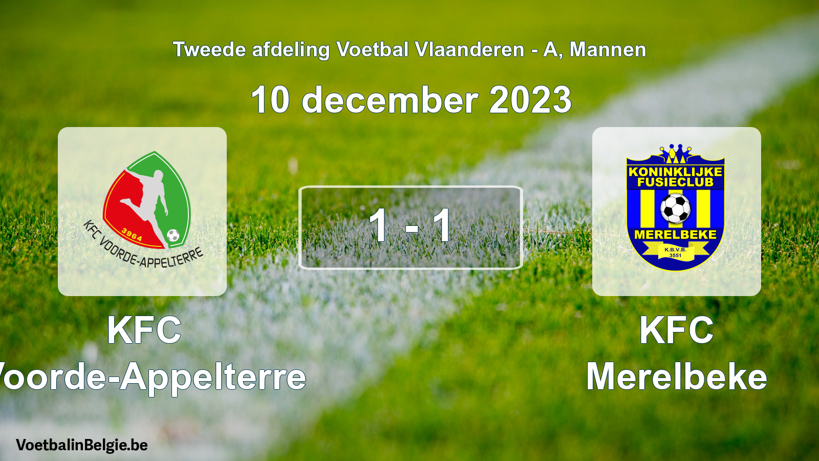 Gespeelde wedstrijd mannenvoetbal: KFC Voorde-Appelterre - KFC Merelbeke 1 - 1 (10 december 2023)
