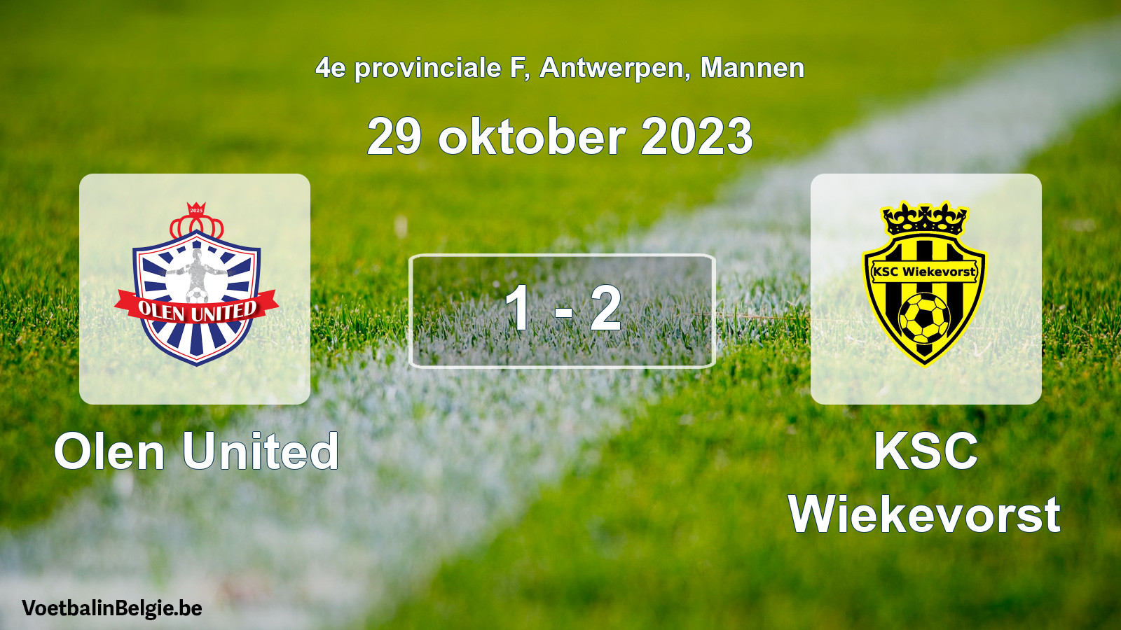 Gespeelde wedstrijd mannenvoetbal: Olen United - KSC Wiekevorst 1 - 2 (29 oktober 2023)