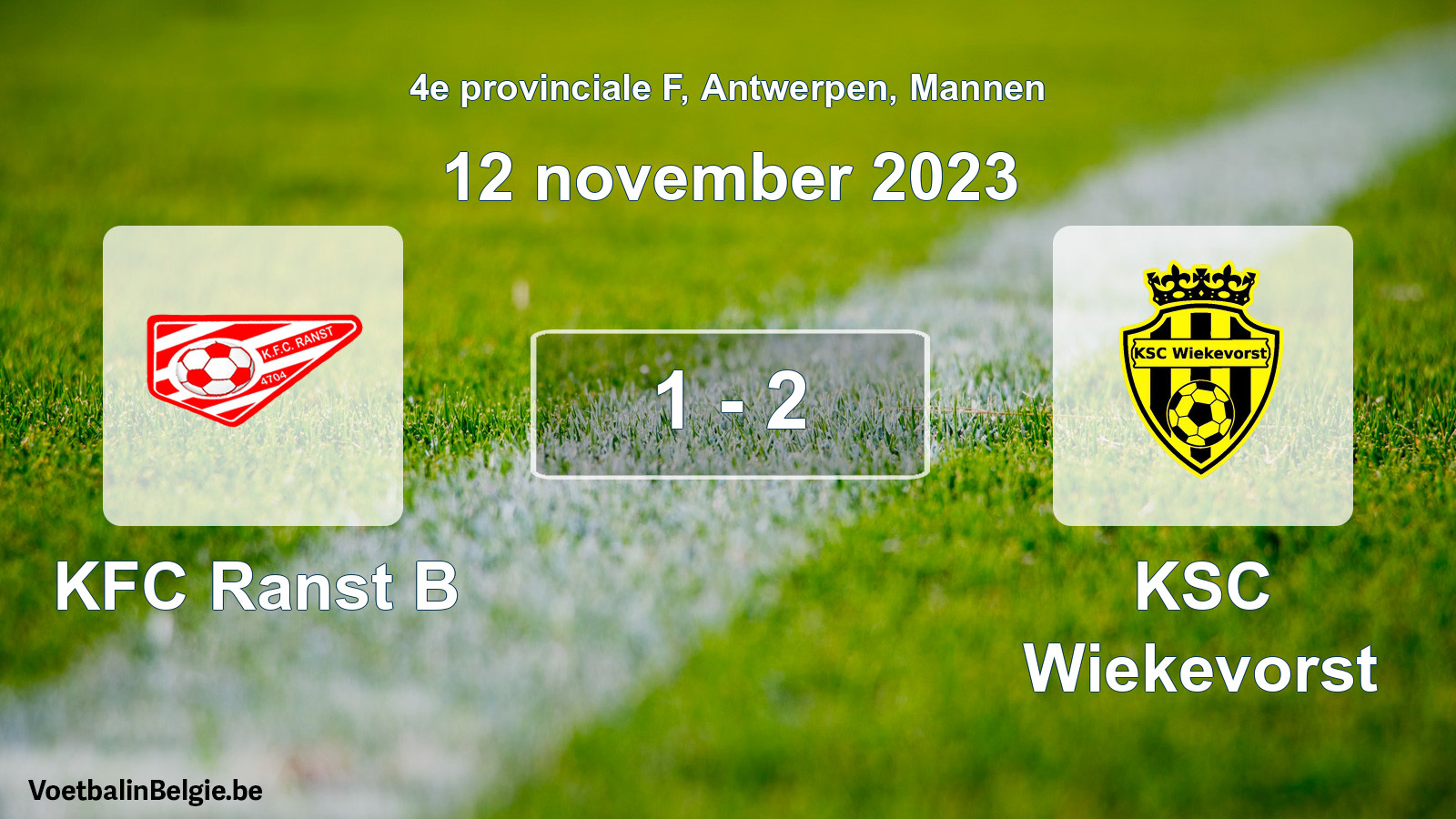 Gespeelde wedstrijd mannenvoetbal: KFC Ranst B - KSC Wiekevorst 1 - 2 (12 november 2023)