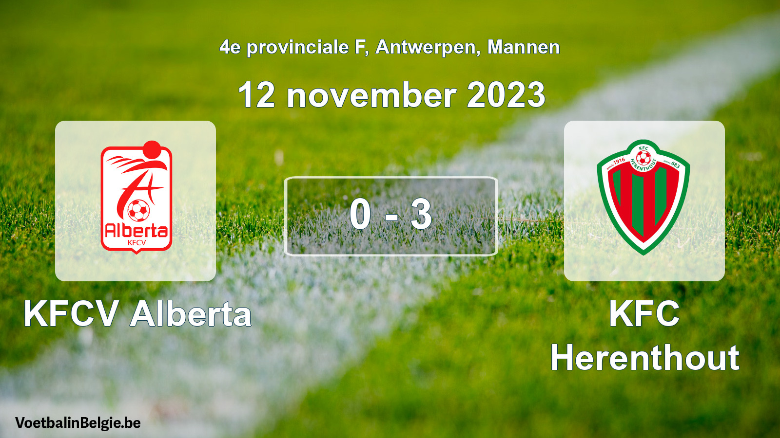 Played match men football: KFCV Alberta - KFC Herenthout 0 - 3 (12 November 2023)
