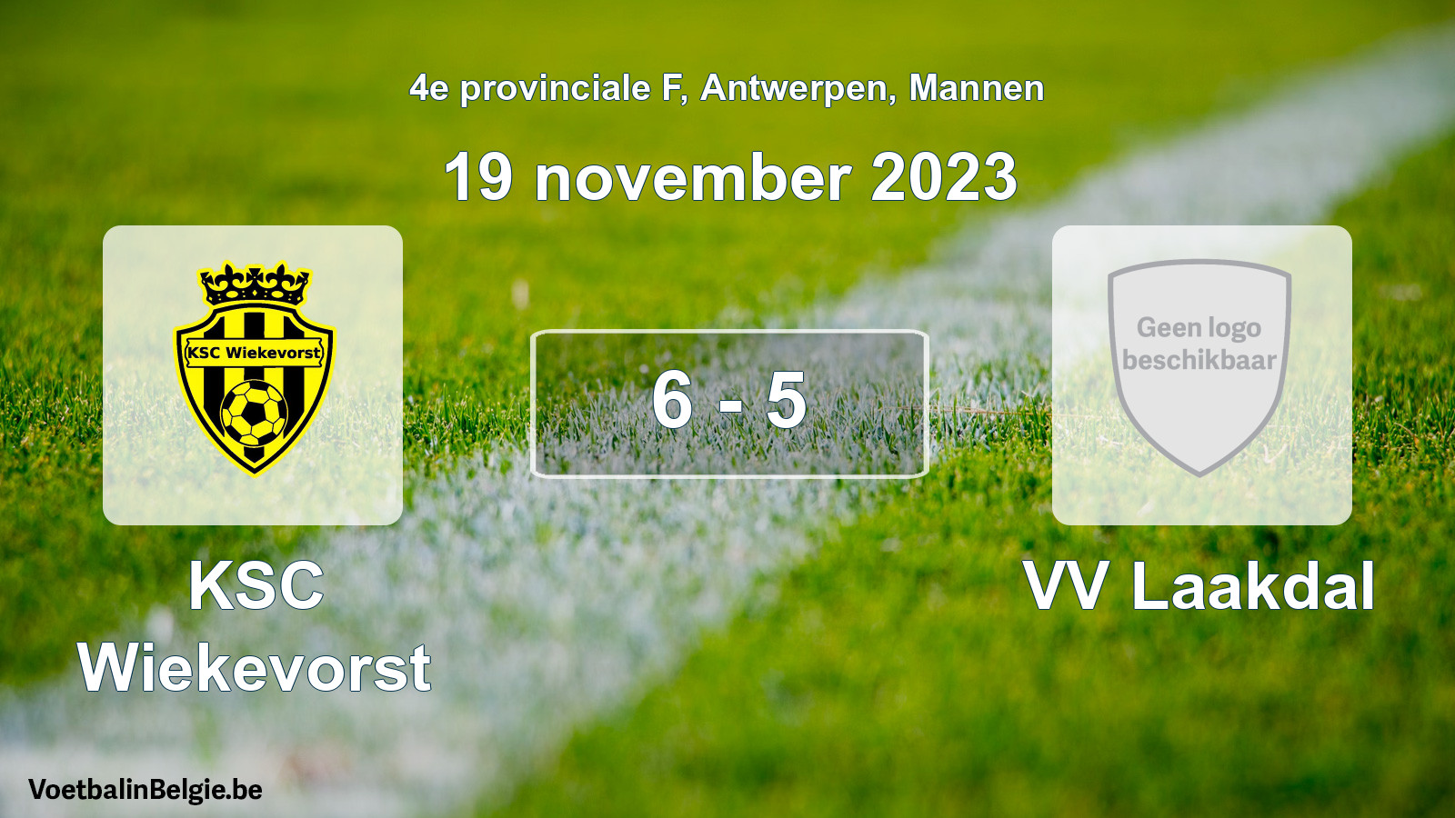 Gespeelde wedstrijd mannenvoetbal: KSC Wiekevorst - VV Laakdal 6 - 5 (19 november 2023)