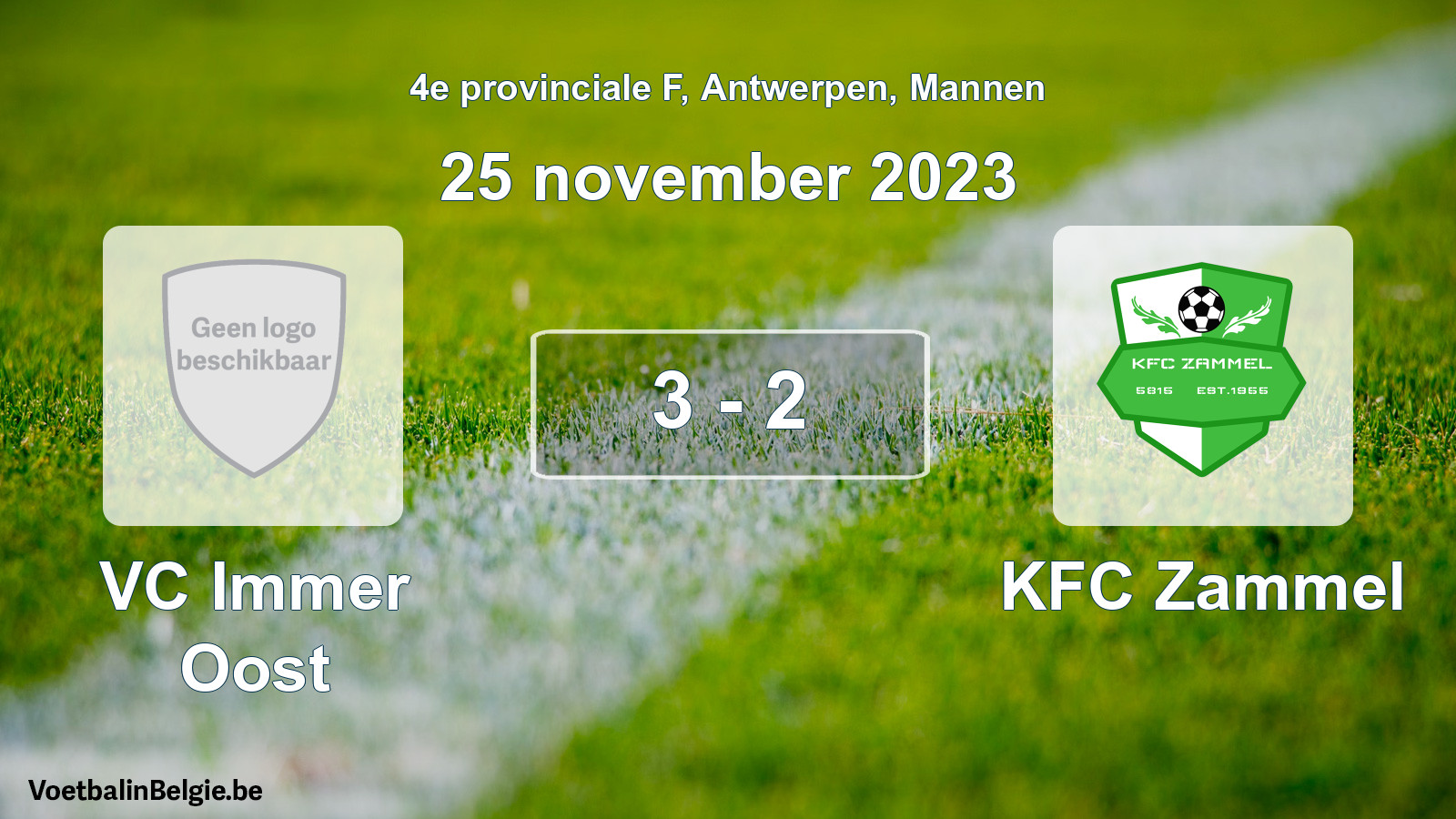 Gespeelde wedstrijd mannenvoetbal: VC Immer Oost - KFC Zammel 3 - 2 (25 november 2023)