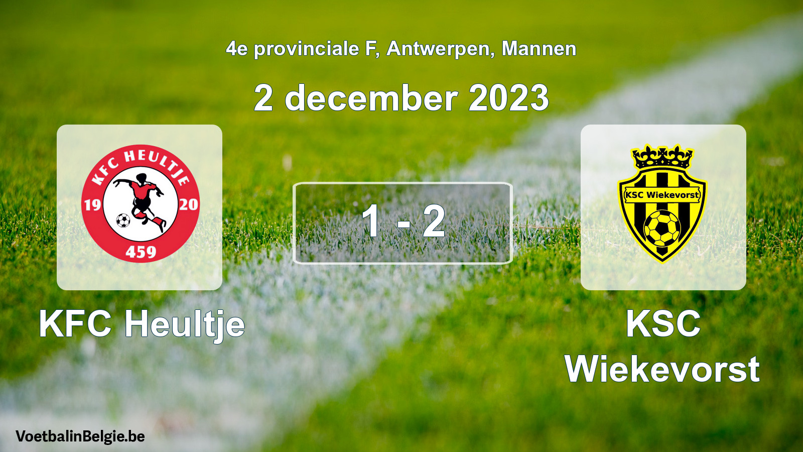 Gespeelde wedstrijd mannenvoetbal: KFC Heultje - KSC Wiekevorst 1 - 2 (2 december 2023)