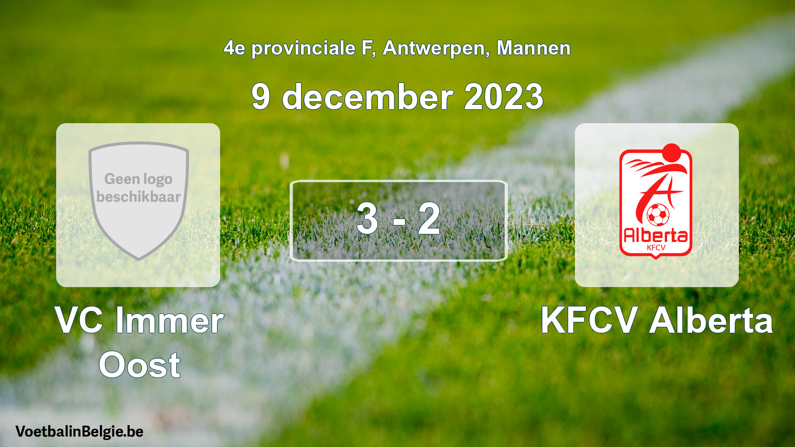 Gespeelde wedstrijd mannenvoetbal: VC Immer Oost - KFCV Alberta 3 - 2 (9 december 2023)