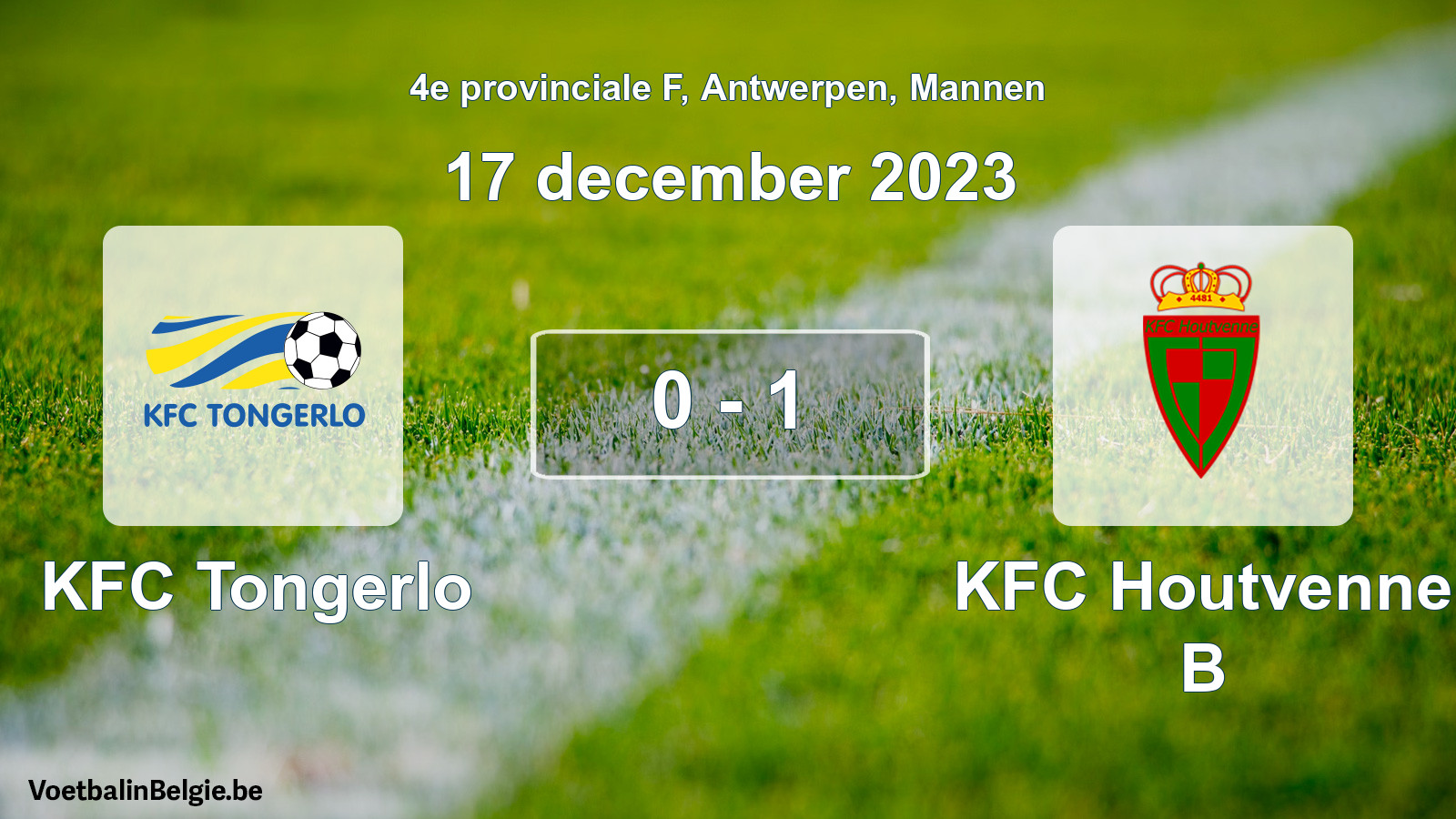 Gespeelde wedstrijd mannenvoetbal: KFC Tongerlo - KFC Houtvenne B 0 - 1 (17 december 2023)