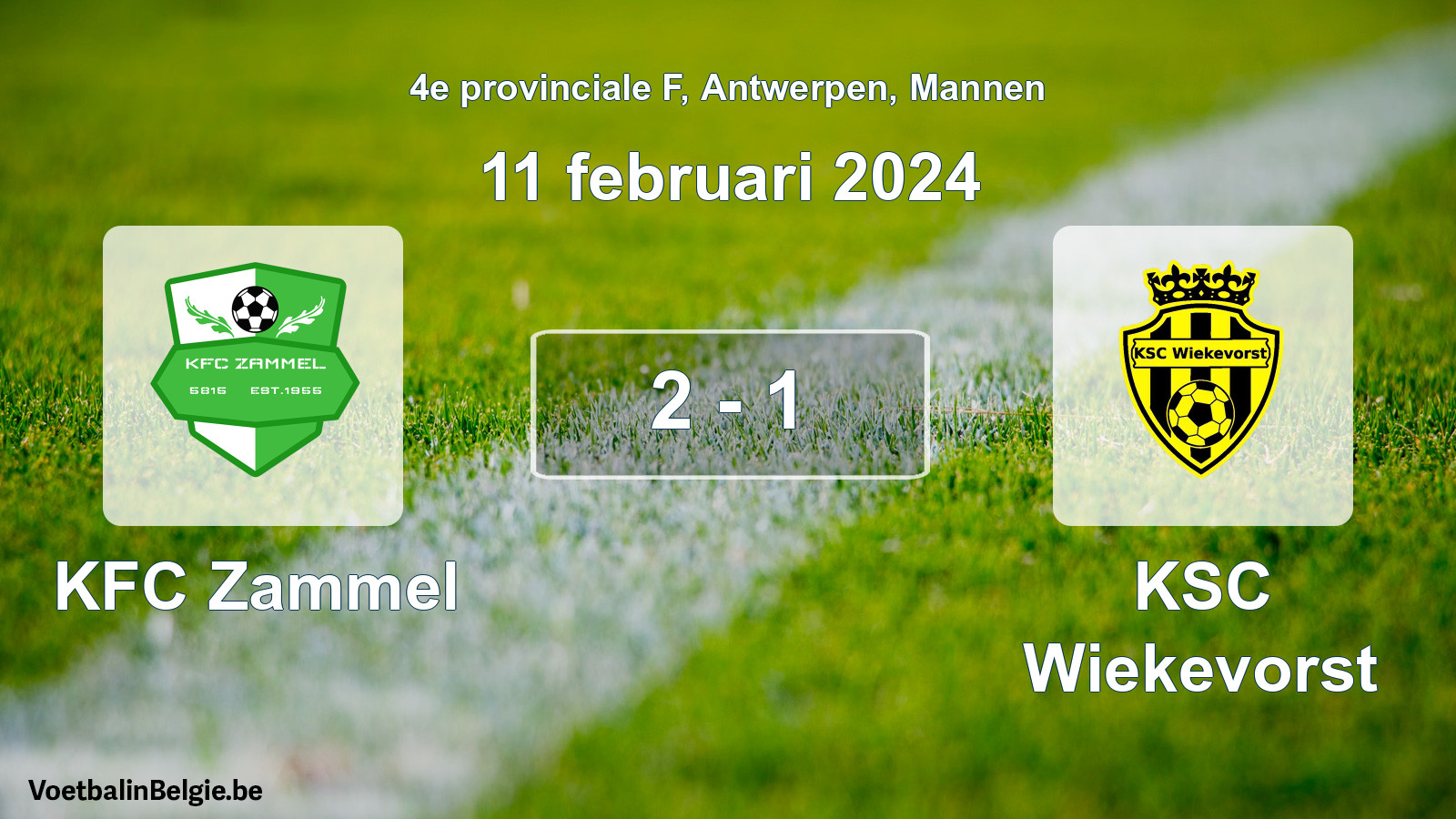 Gespeelde wedstrijd mannenvoetbal: KFC Zammel - KSC Wiekevorst 2 - 1 (11 februari 2024)