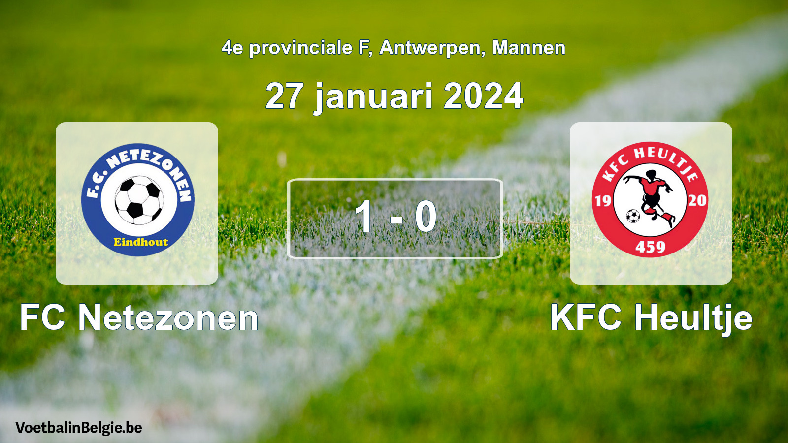 Played match men football: FC Netezonen - KFC Heultje 1 - 0 (27 January 2024)