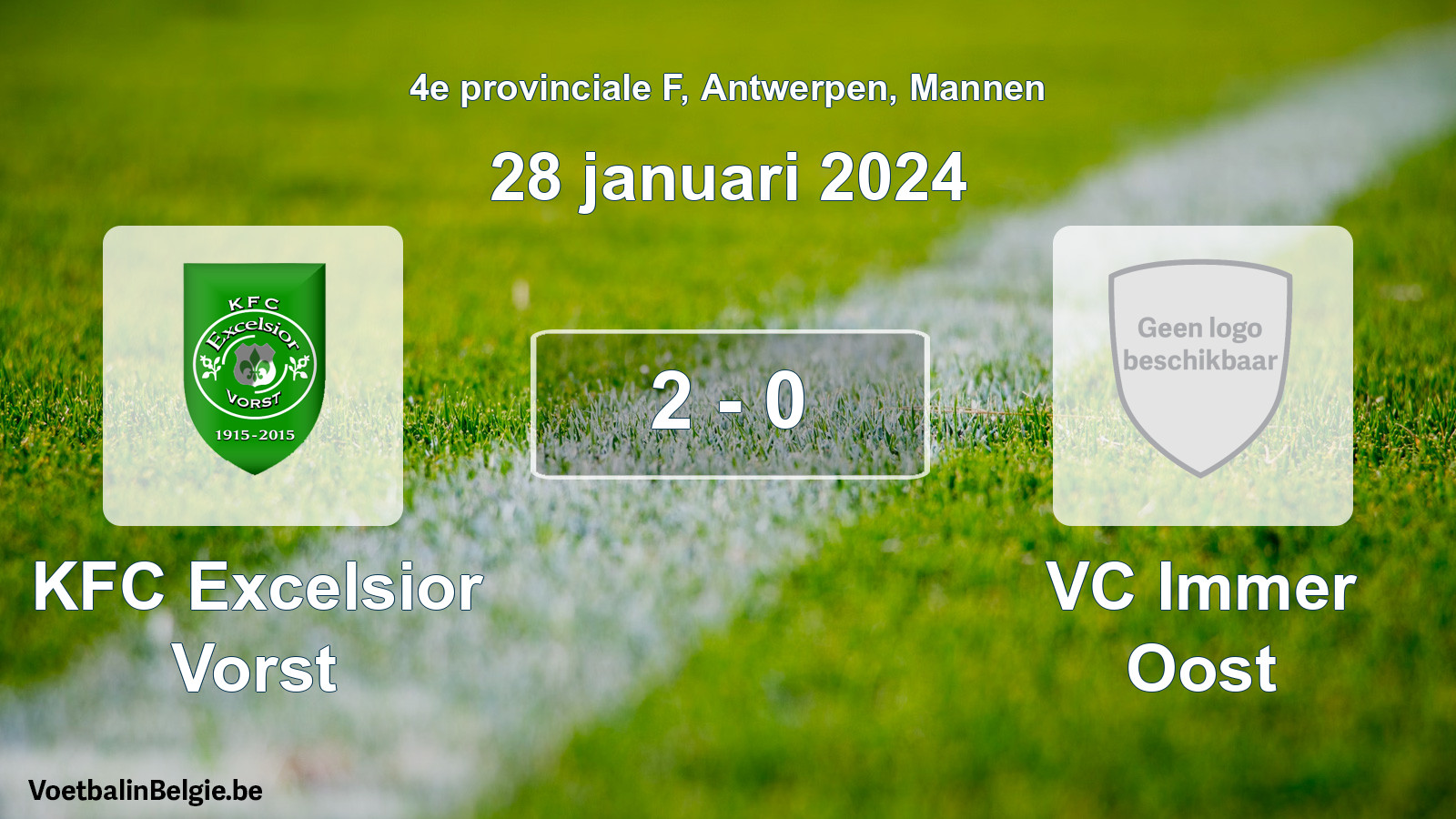Gespeelde wedstrijd mannenvoetbal: KFC Excelsior Vorst - VC Immer Oost 2 - 0 (28 januari 2024)