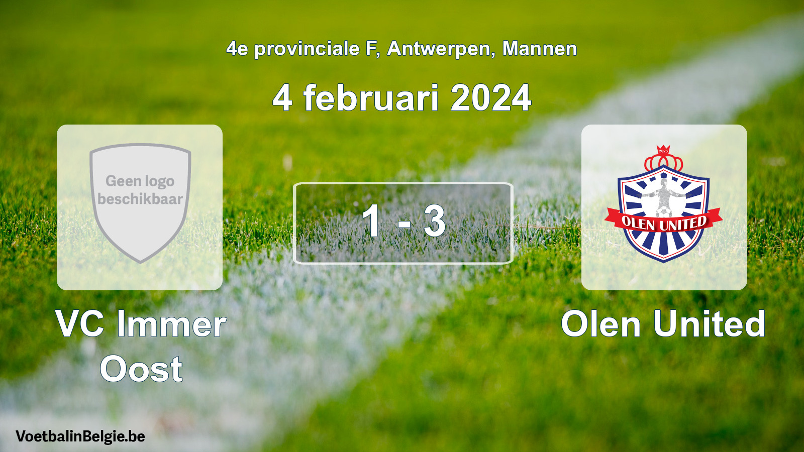 Gespeelde wedstrijd mannenvoetbal: VC Immer Oost - Olen United 1 - 3 (4 februari 2024)