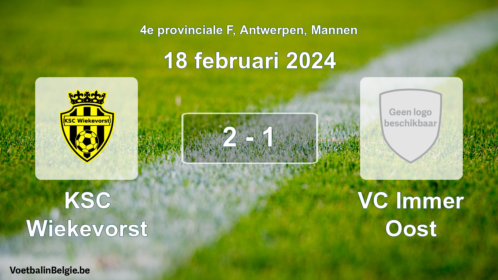 Gespeelde wedstrijd mannenvoetbal: KSC Wiekevorst - VC Immer Oost 2 - 1 (18 februari 2024)