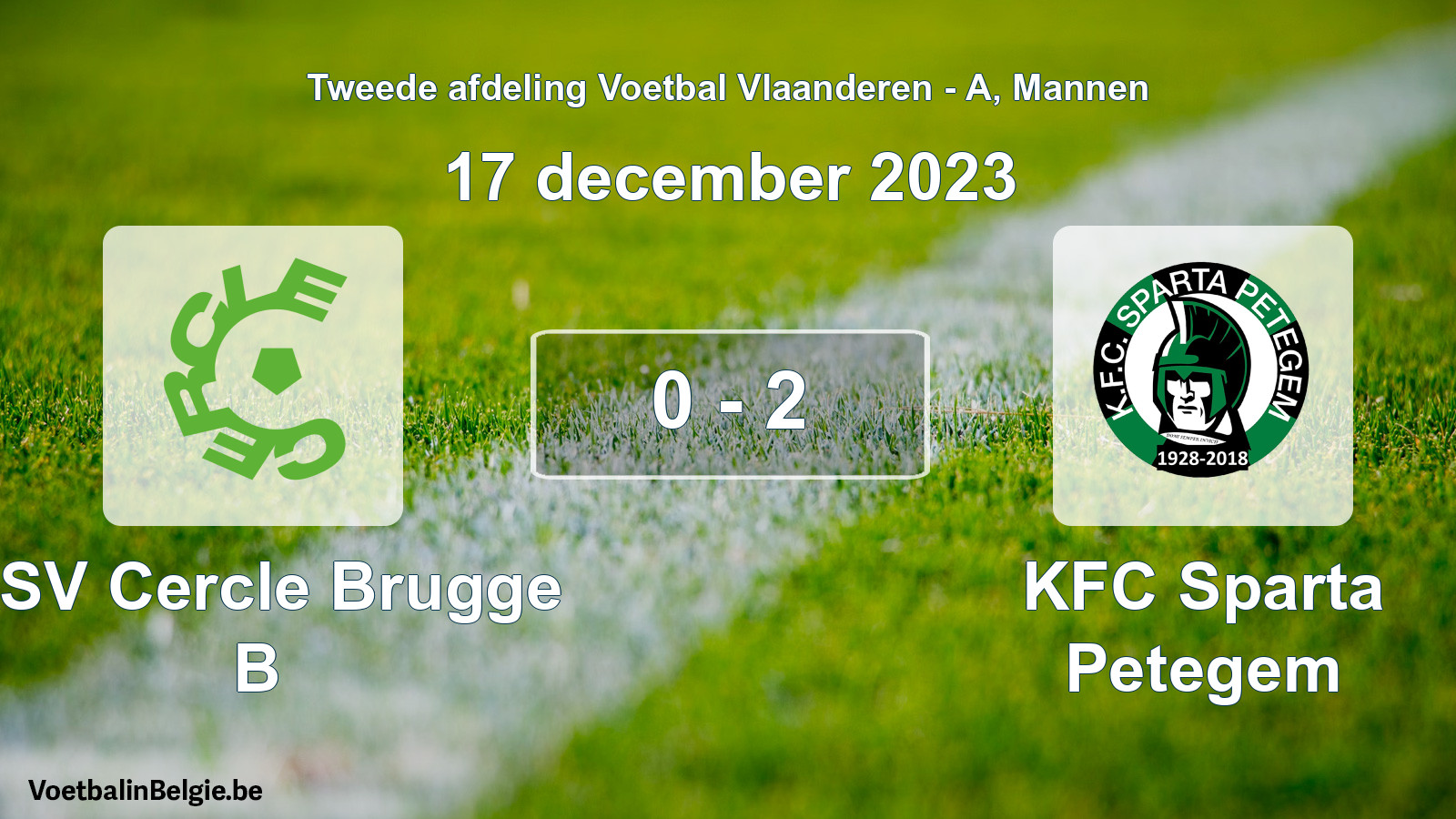 Gespeelde wedstrijd mannenvoetbal: KSV Cercle Brugge B - KFC Sparta Petegem 0 - 2 (17 december 2023)