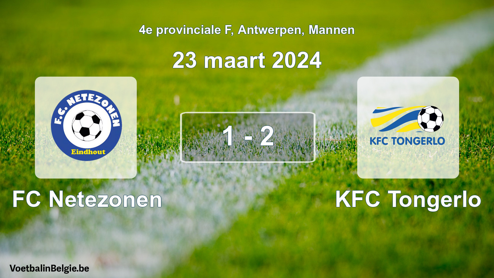 Gespeelde wedstrijd mannenvoetbal: FC Netezonen - KFC Tongerlo 1 - 2 (23 maart 2024)