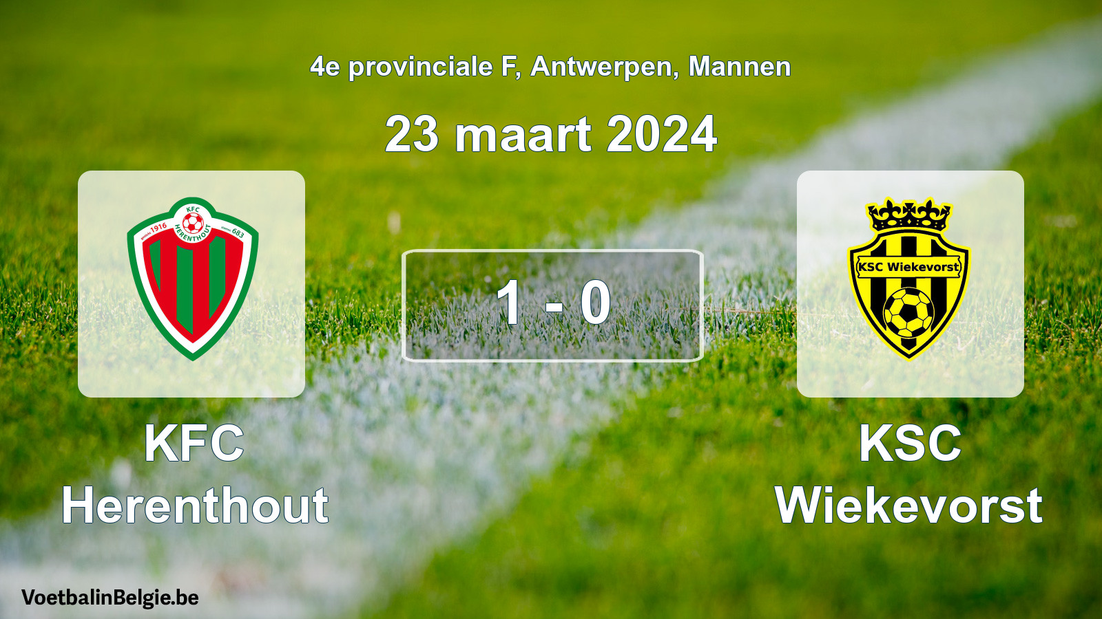 Gespeelde wedstrijd mannenvoetbal: KFC Herenthout - KSC Wiekevorst 1 - 0 (23 maart 2024)