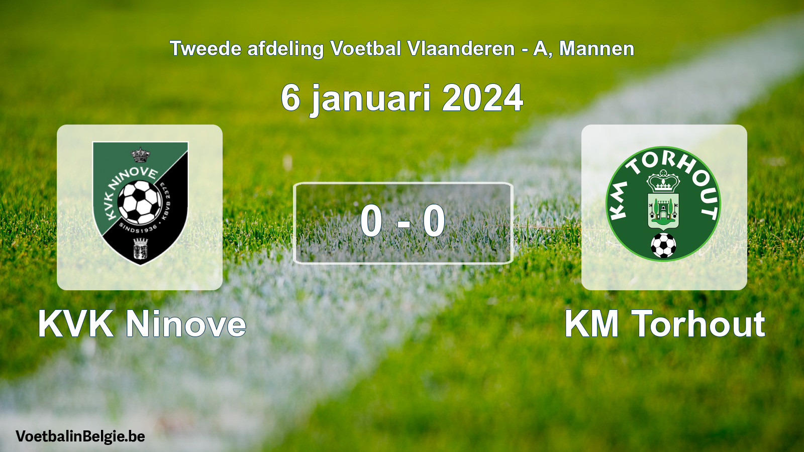 Gespeelde wedstrijd mannenvoetbal: KVK Ninove - KM Torhout 0 - 0 (6 januari 2024)