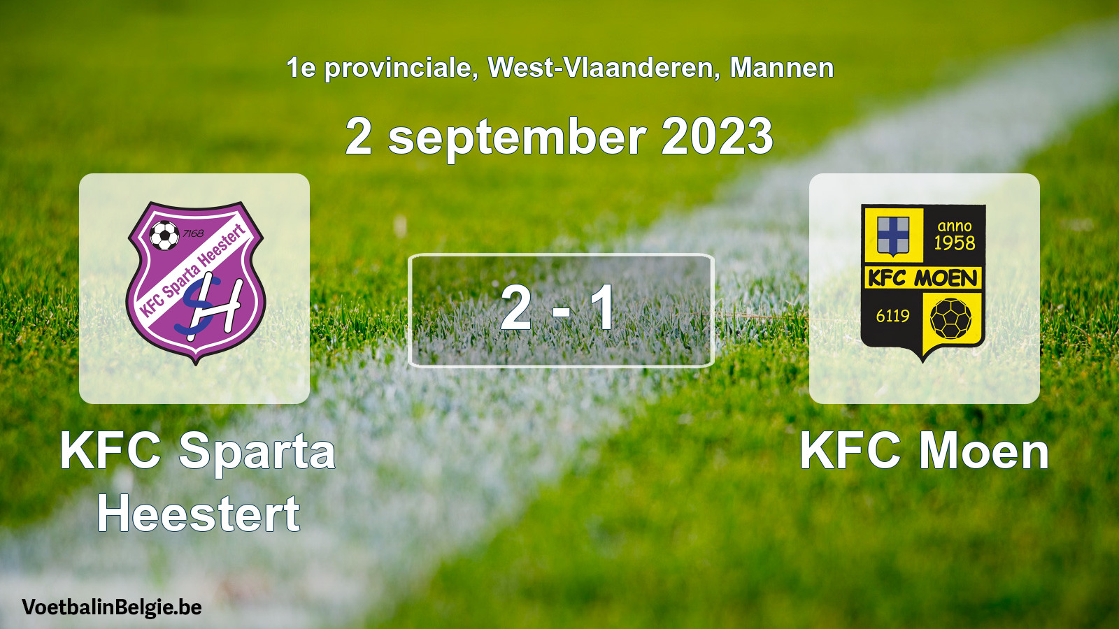 Gespeelde wedstrijd mannenvoetbal: KFC Sparta Heestert - KFC Moen 2 - 1 (2 september 2023)