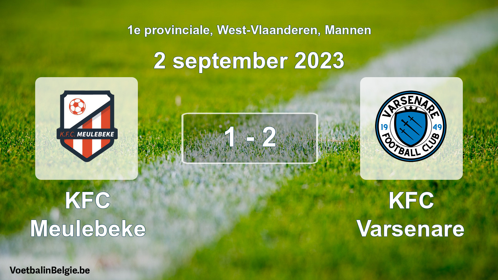 Gespeelde wedstrijd mannenvoetbal: KFC Meulebeke - KFC Varsenare 1 - 2 (2 september 2023)