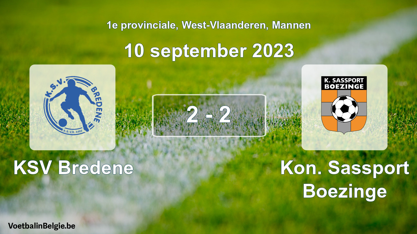 Played match men football: KSV Bredene - Kon. Sassport Boezinge 2 - 2 (10 September 2023)