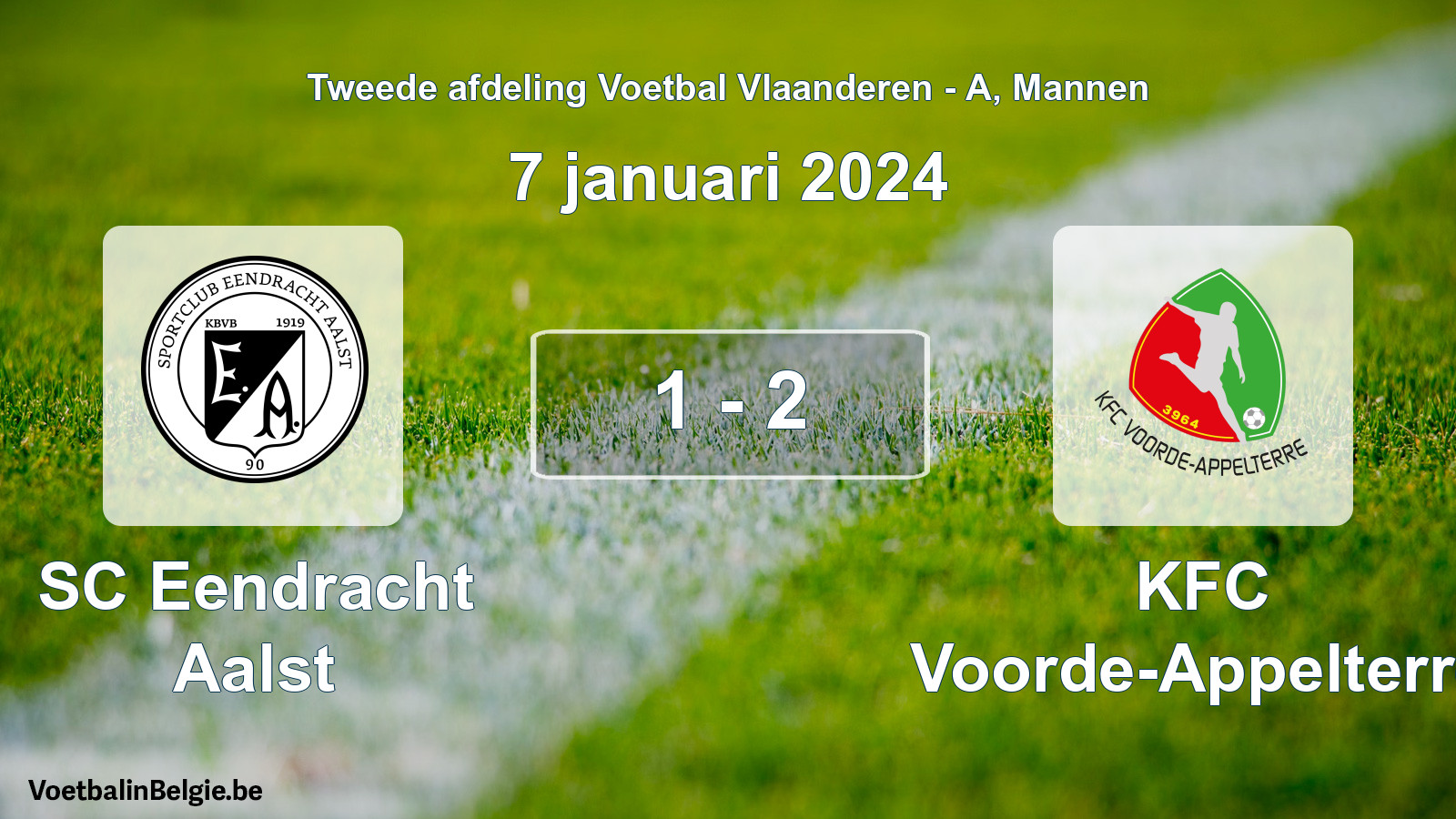 Gespeelde wedstrijd mannenvoetbal: SC Eendracht Aalst - KFC Voorde-Appelterre 1 - 2 (7 januari 2024)