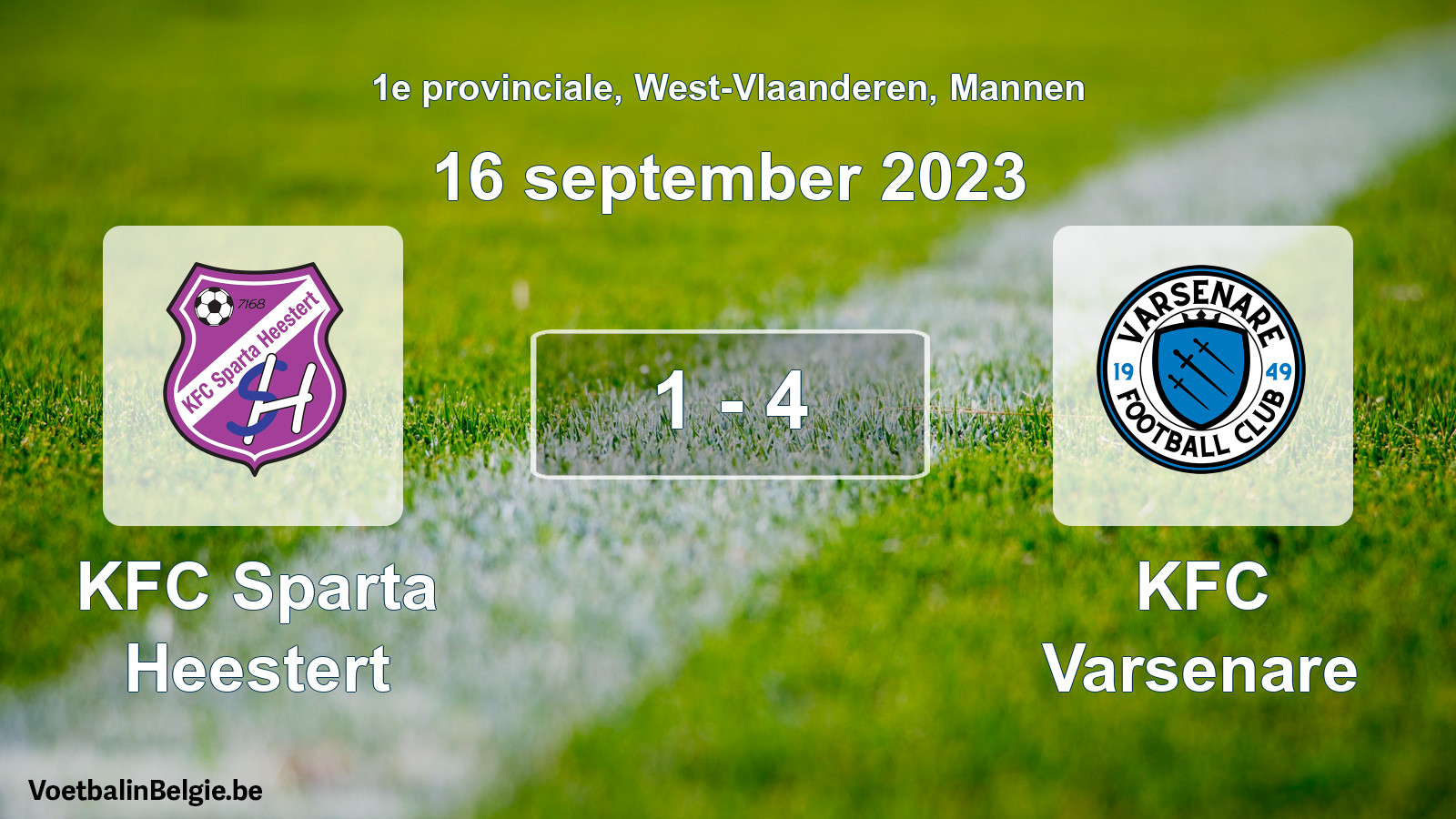 Gespeelde wedstrijd mannenvoetbal: KFC Sparta Heestert - KFC Varsenare 1 - 4 (16 september 2023)