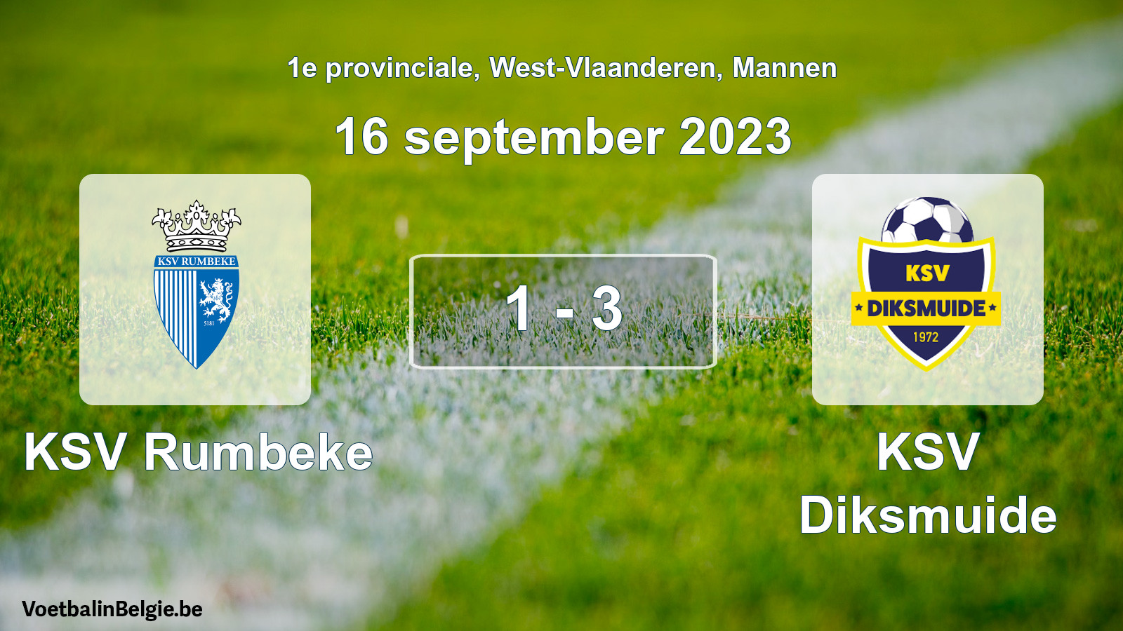 Gespeelde wedstrijd mannenvoetbal: KSV Rumbeke - KSV Diksmuide 1 - 3 (16 september 2023)