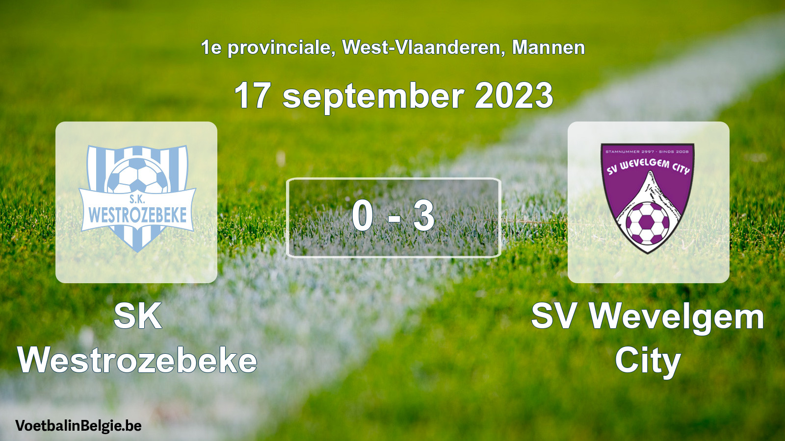 Gespeelde wedstrijd mannenvoetbal: SK Westrozebeke - SV Wevelgem City 0 - 3 (17 september 2023)