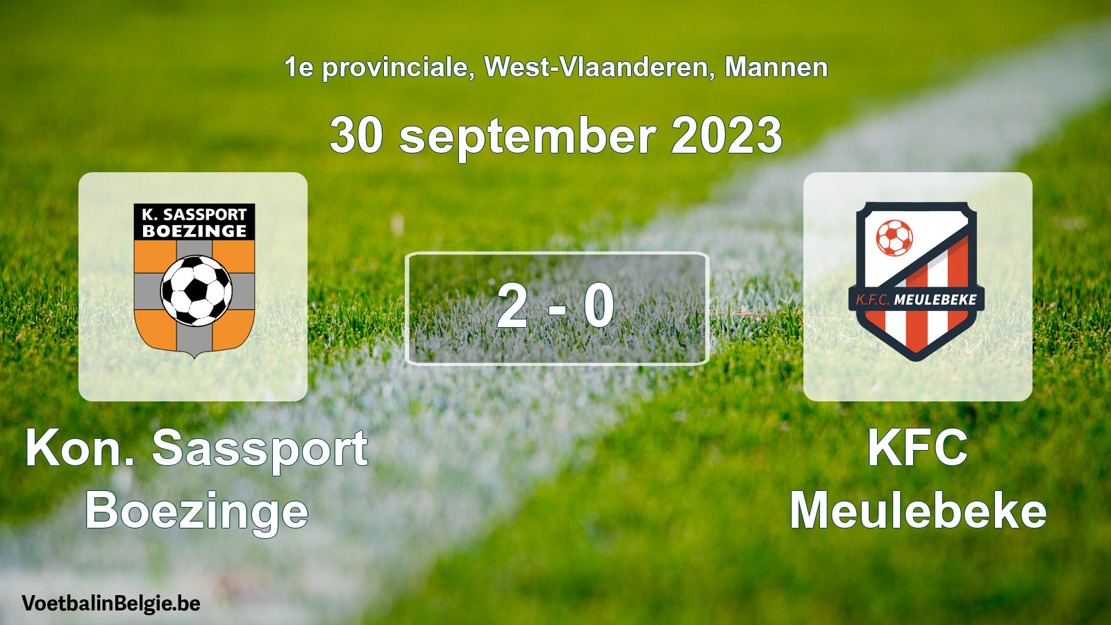 Gespeelde wedstrijd mannenvoetbal: Kon. Sassport Boezinge - KFC Meulebeke 2 - 0 (30 september 2023)