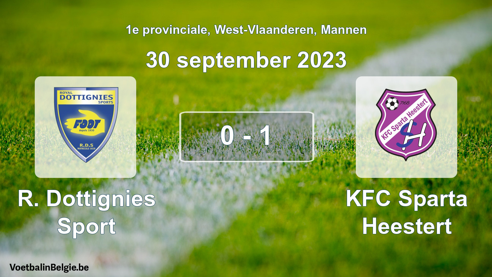 Gespeelde wedstrijd mannenvoetbal: R. Dottignies Sport - KFC Sparta Heestert 0 - 1 (30 september 2023)