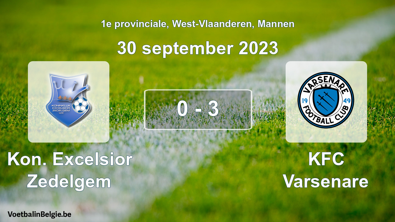 Gespeelde wedstrijd mannenvoetbal: Kon. Excelsior Zedelgem - KFC Varsenare 0 - 3 (30 september 2023)