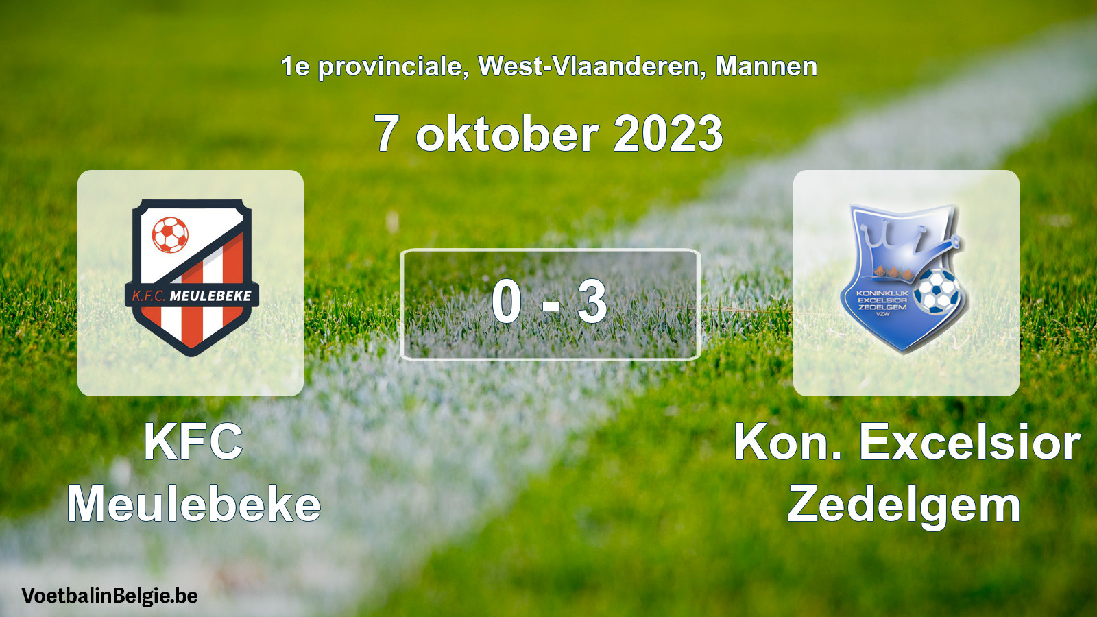 Gespeelde wedstrijd mannenvoetbal: KFC Meulebeke - Kon. Excelsior Zedelgem 0 - 3 (7 oktober 2023)