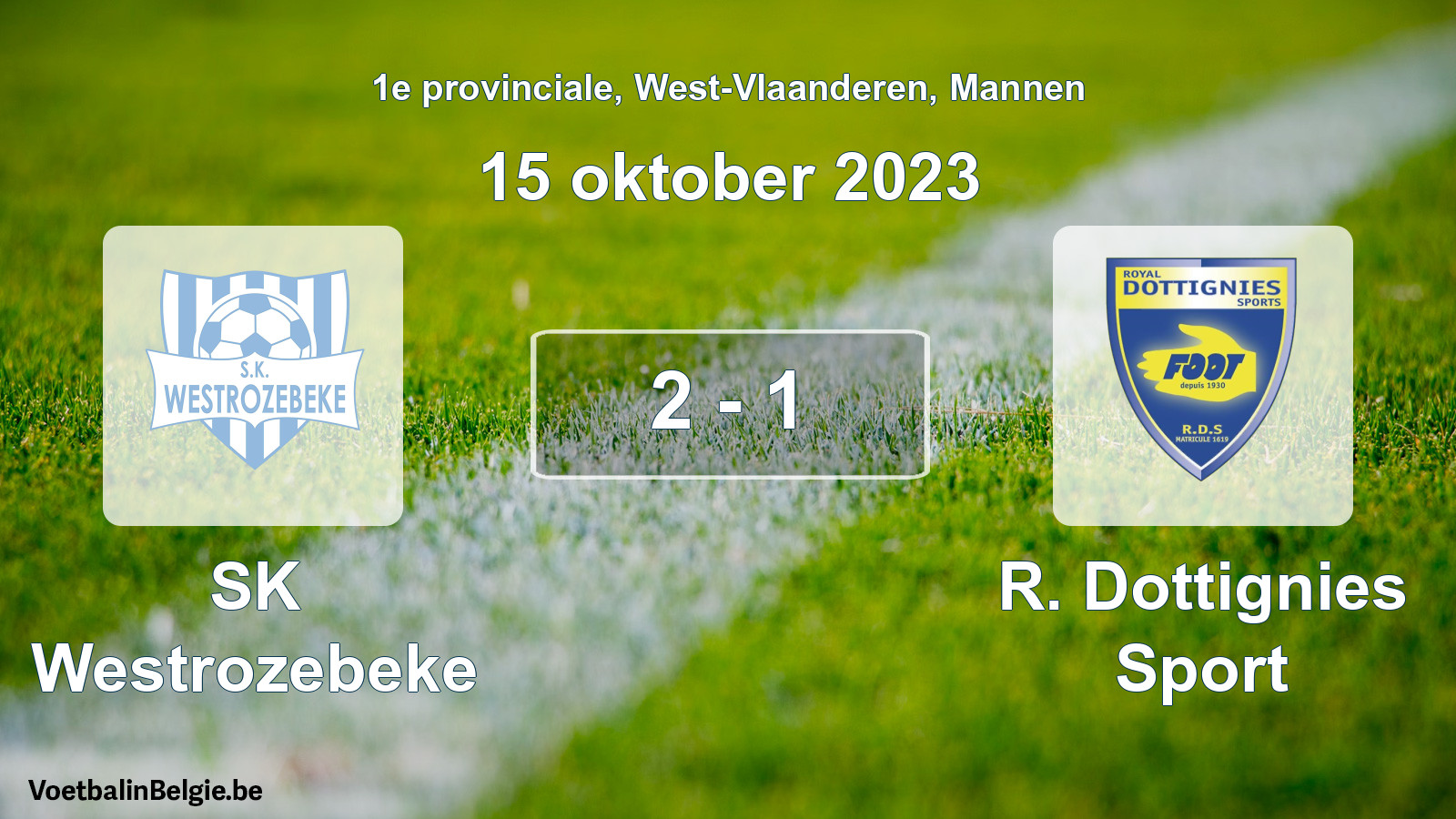 Gespeelde wedstrijd mannenvoetbal: SK Westrozebeke - R. Dottignies Sport 2 - 1 (15 oktober 2023)