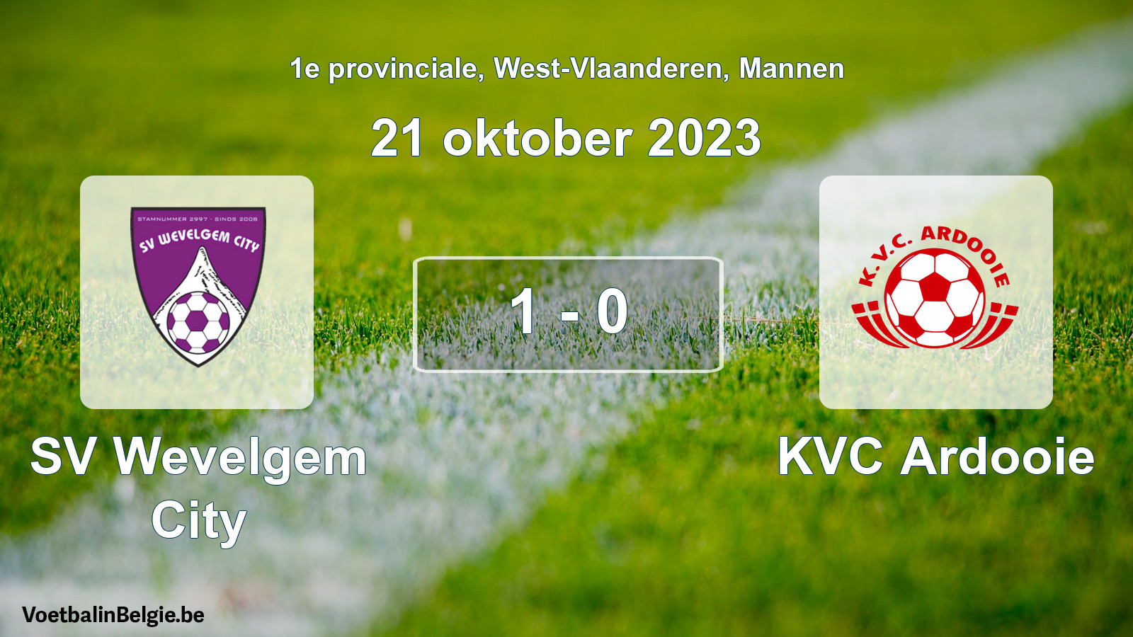 Gespeelde wedstrijd mannenvoetbal: SV Wevelgem City - KVC Ardooie 1 - 0 (21 oktober 2023)