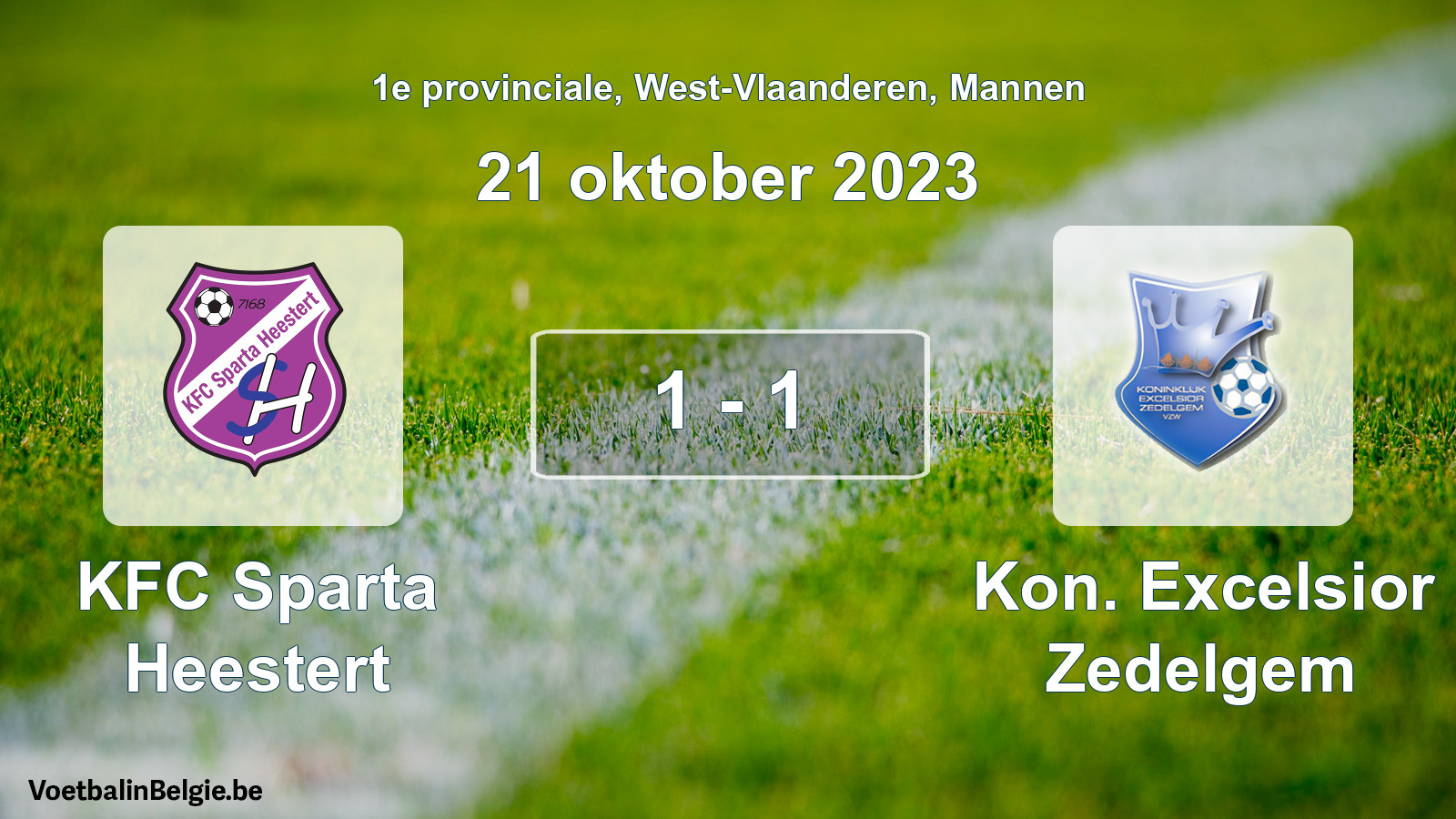 Gespeelde wedstrijd mannenvoetbal: KFC Sparta Heestert - Kon. Excelsior Zedelgem 1 - 1 (21 oktober 2023)