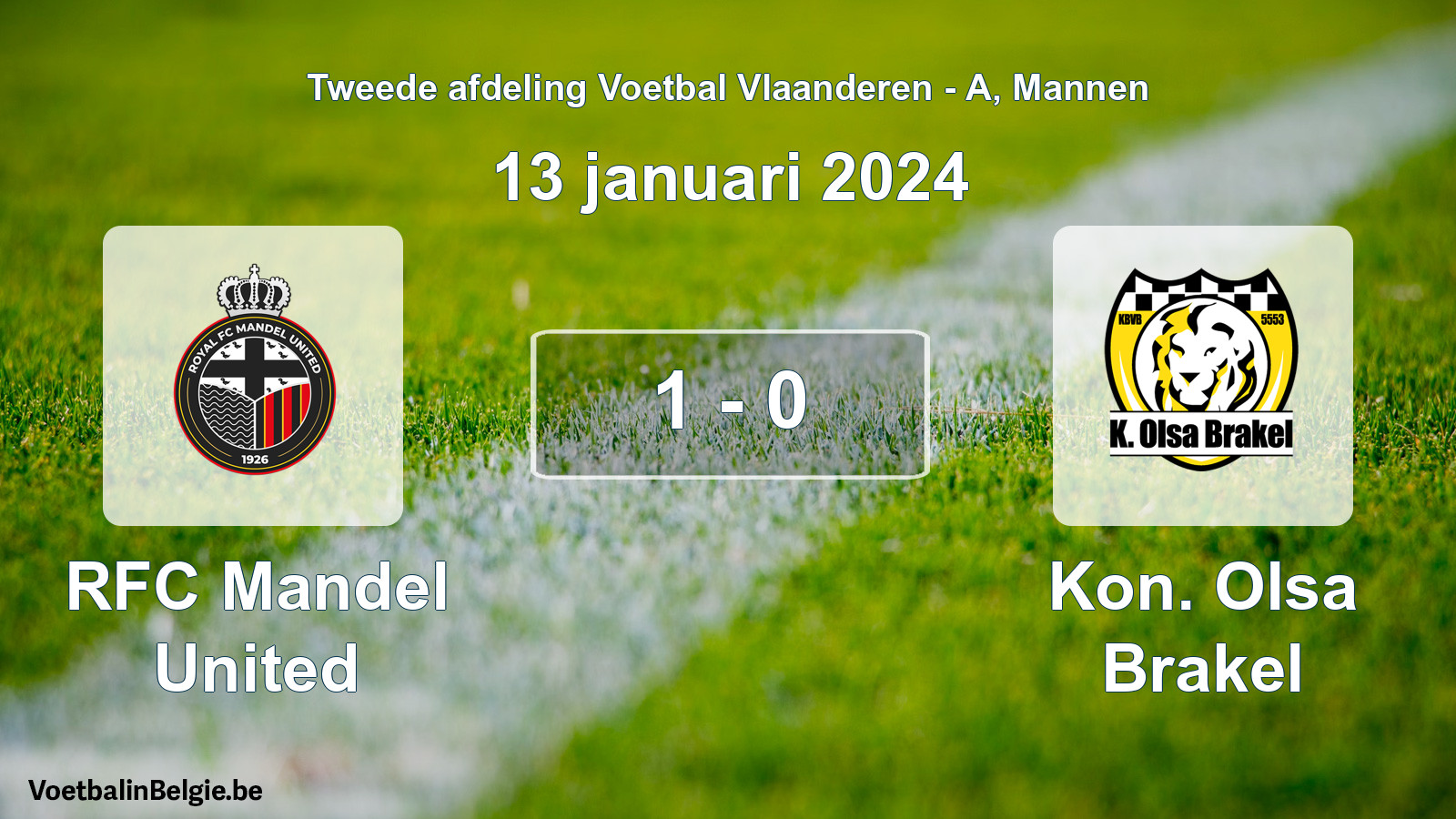 Gespeelde wedstrijd mannenvoetbal: RFC Mandel United - Kon. Olsa Brakel 1 - 0 (13 januari 2024)