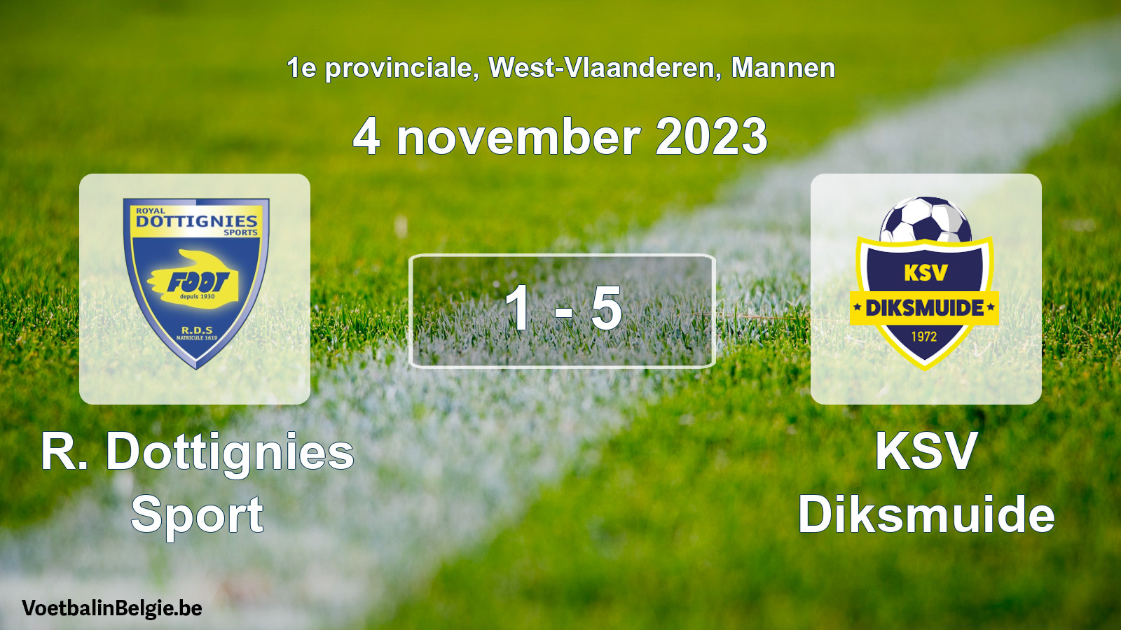 Played match men football: R. Dottignies Sport - KSV Diksmuide 1 - 5 (4 November 2023)