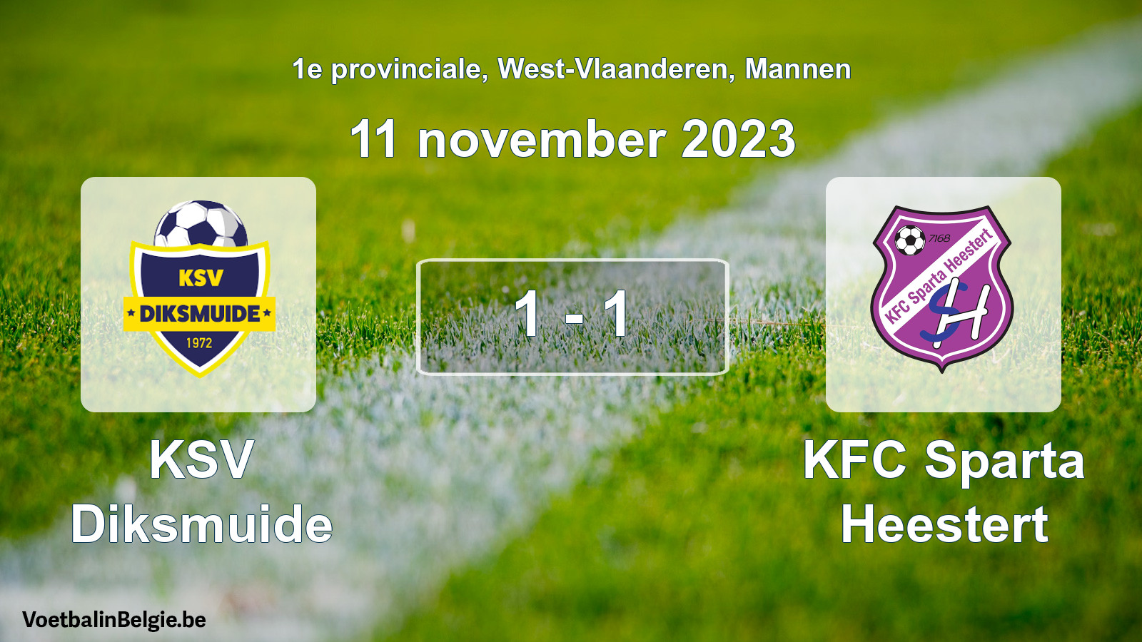 Gespeelde wedstrijd mannenvoetbal: KSV Diksmuide - KFC Sparta Heestert 1 - 1 (11 november 2023)