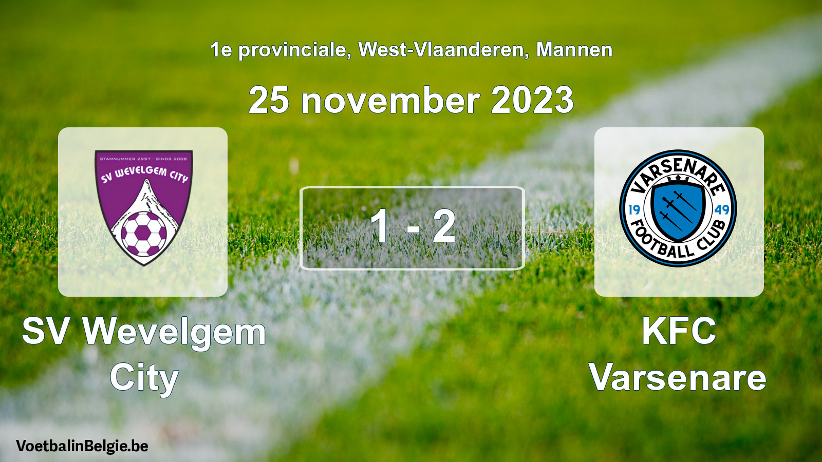 Gespeelde wedstrijd mannenvoetbal: SV Wevelgem City - KFC Varsenare 1 - 2 (25 november 2023)