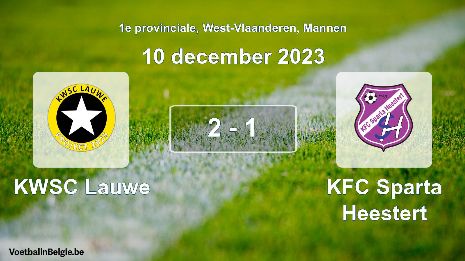 Gespeelde wedstrijd mannenvoetbal: KWSC Lauwe - KFC Sparta Heestert 2 - 1 (10 december 2023)