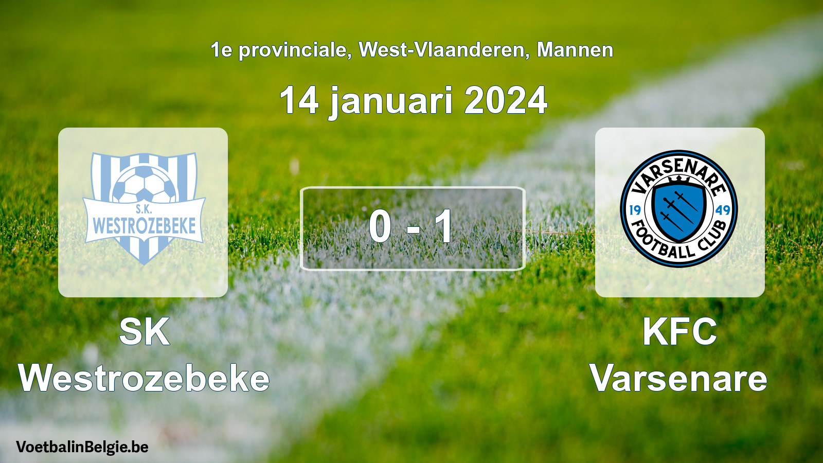Gespeelde wedstrijd mannenvoetbal: SK Westrozebeke - KFC Varsenare 0 - 1 (14 januari 2024)