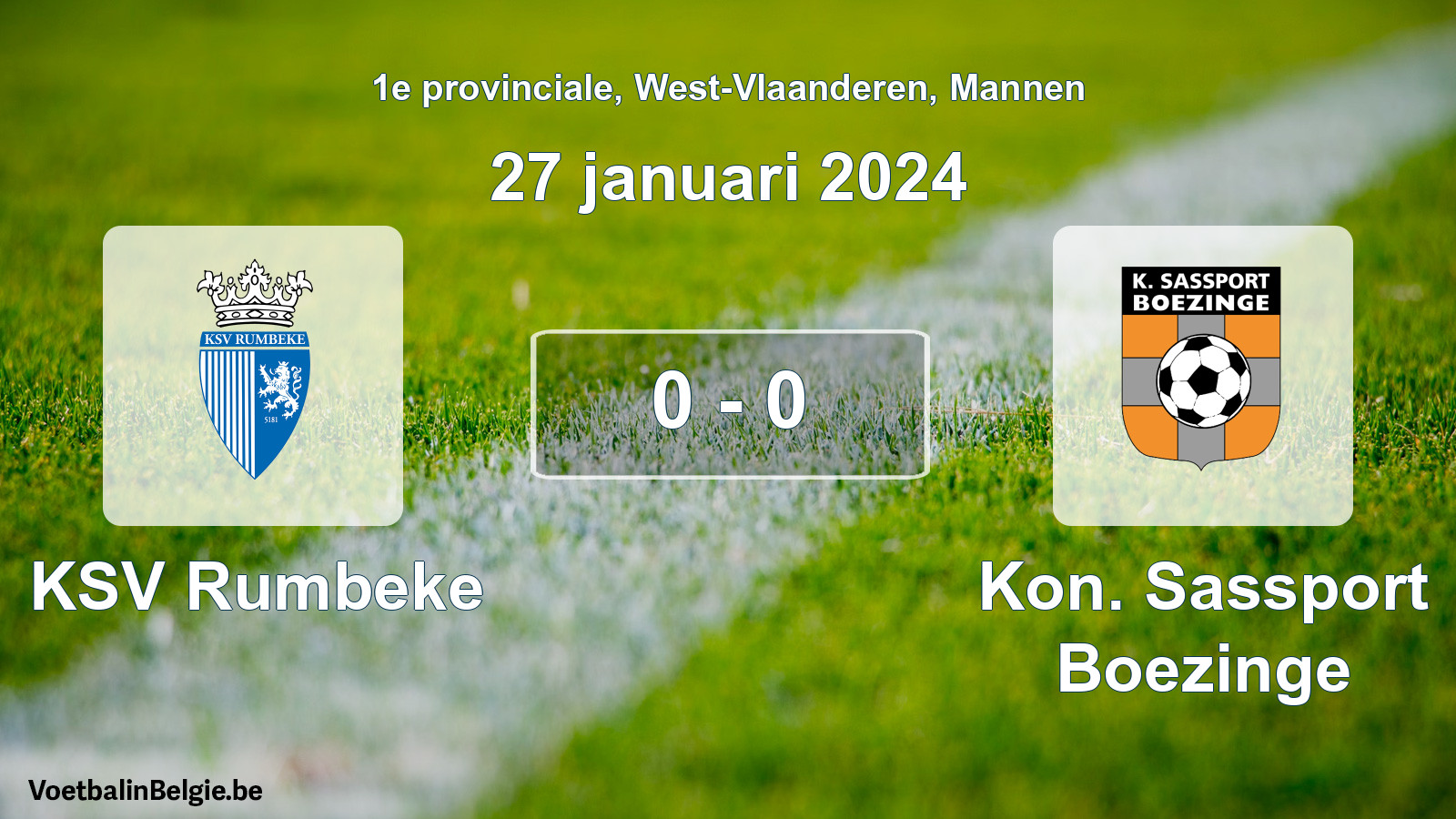 Gespeelde wedstrijd mannenvoetbal: KSV Rumbeke - Kon. Sassport Boezinge 0 - 0 (27 januari 2024)