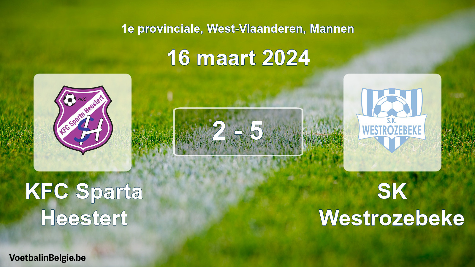 Gespeelde wedstrijd mannenvoetbal: KFC Sparta Heestert - SK Westrozebeke 2 - 5 (16 maart 2024)