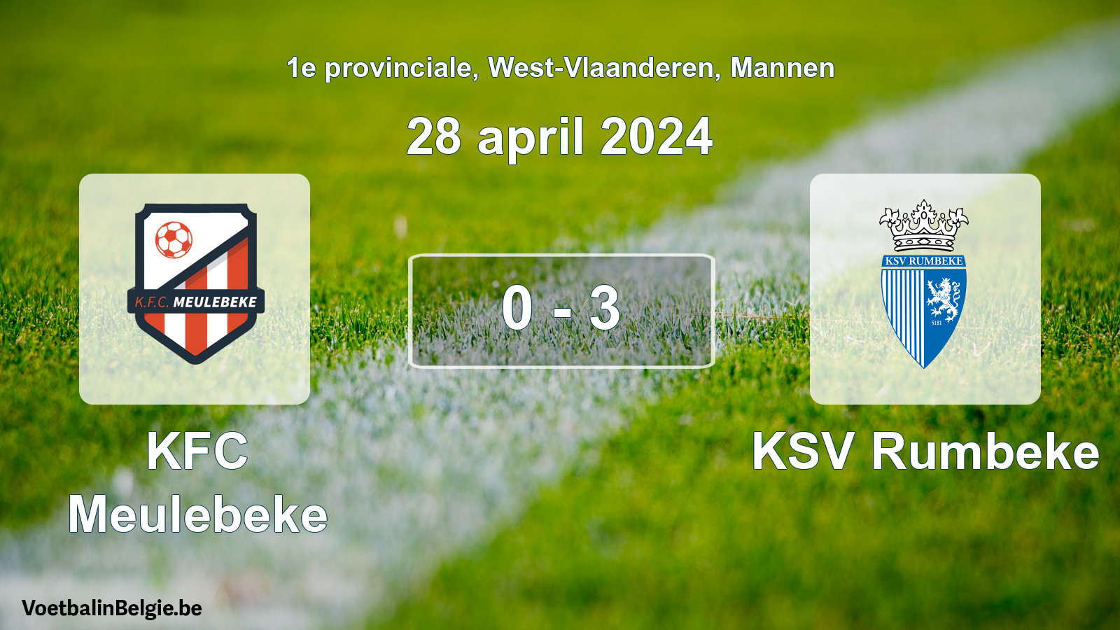 Gespeelde wedstrijd mannenvoetbal: KFC Meulebeke - KSV Rumbeke 0 - 3 (28 april 2024)