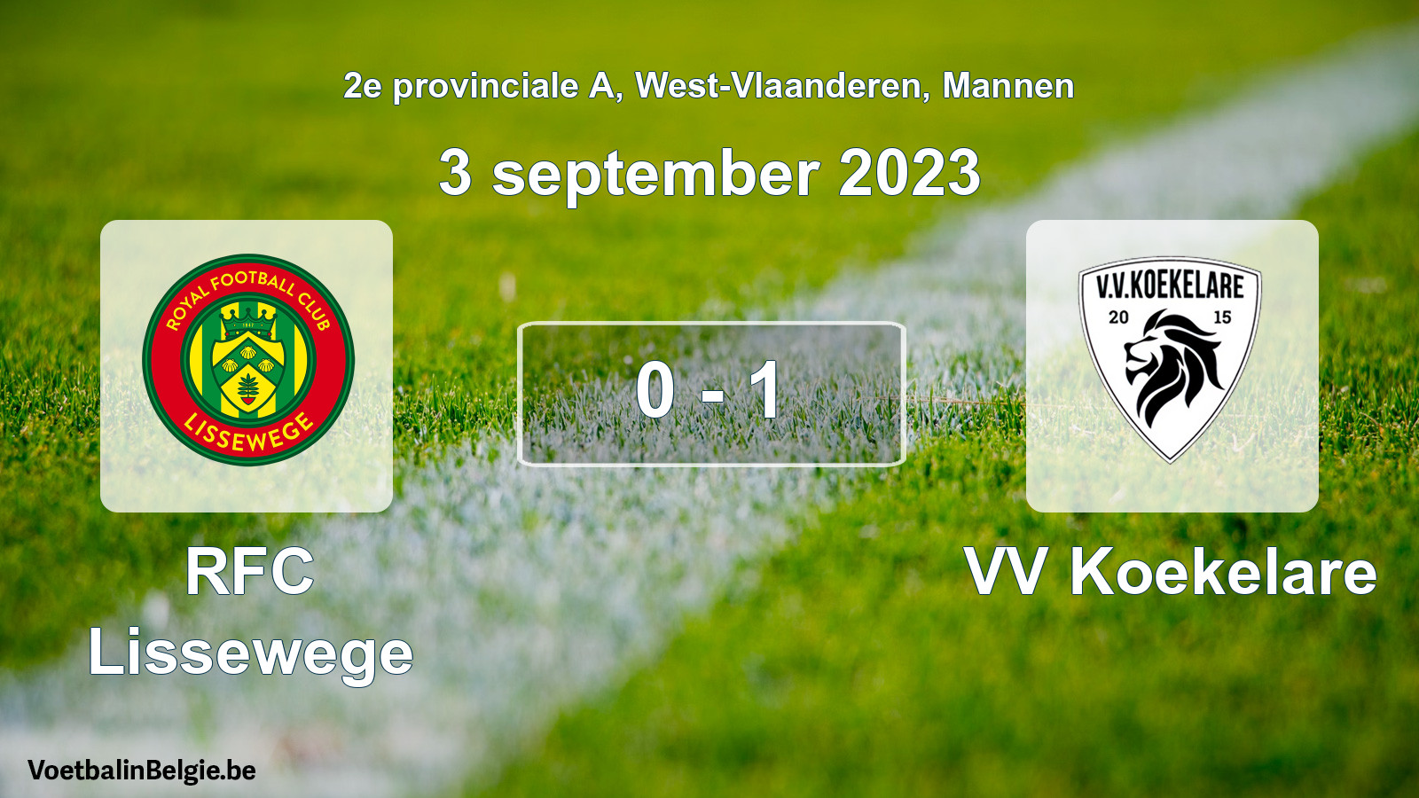 Gespeelde wedstrijd mannenvoetbal: RFC Lissewege - VV Koekelare 0 - 1 (3 september 2023)