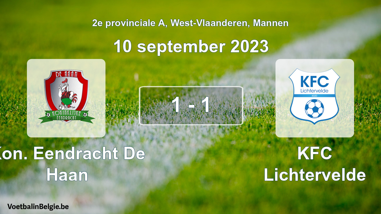 Gespeelde wedstrijd mannenvoetbal: Kon. Eendracht De Haan - KFC Lichtervelde 1 - 1 (10 september 2023)