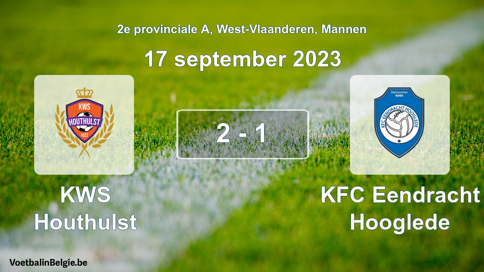 Gespeelde wedstrijd mannenvoetbal: KWS Houthulst - KFC Eendracht Hooglede 2 - 1 (17 september 2023)